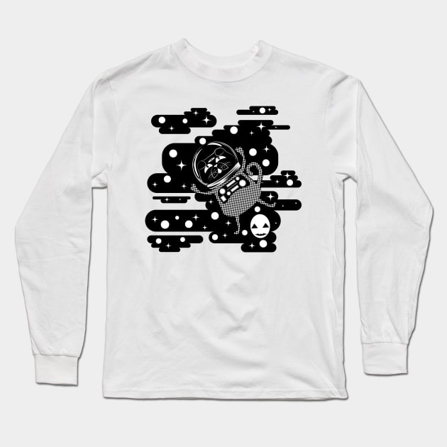 Black cat astronaut Long Sleeve T-Shirt by AnnArtshock